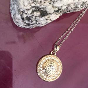 Sterling Silver Faux Diamond Yellow Gold Necklace