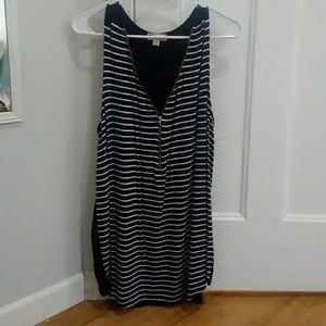 Navy Blue Sleeveless Top w/ Gold Zipper