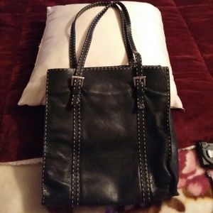 Black leather shoulder bag