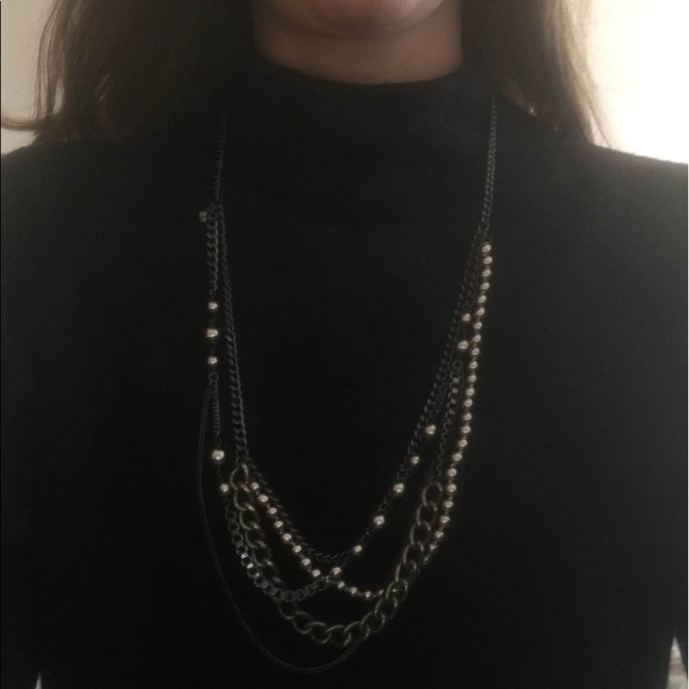 J. Crew long necklace beaded silver