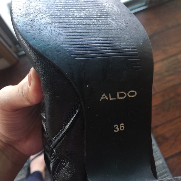 SOLD!! Aldo 2.5" Black Boots w/ strap detail - Picture 5 of 6