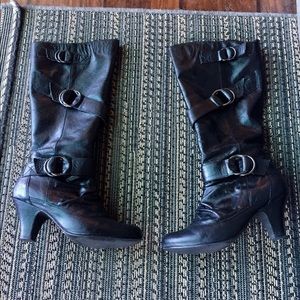 SOLD!! Aldo 2.5" Black Boots w/ strap detail
