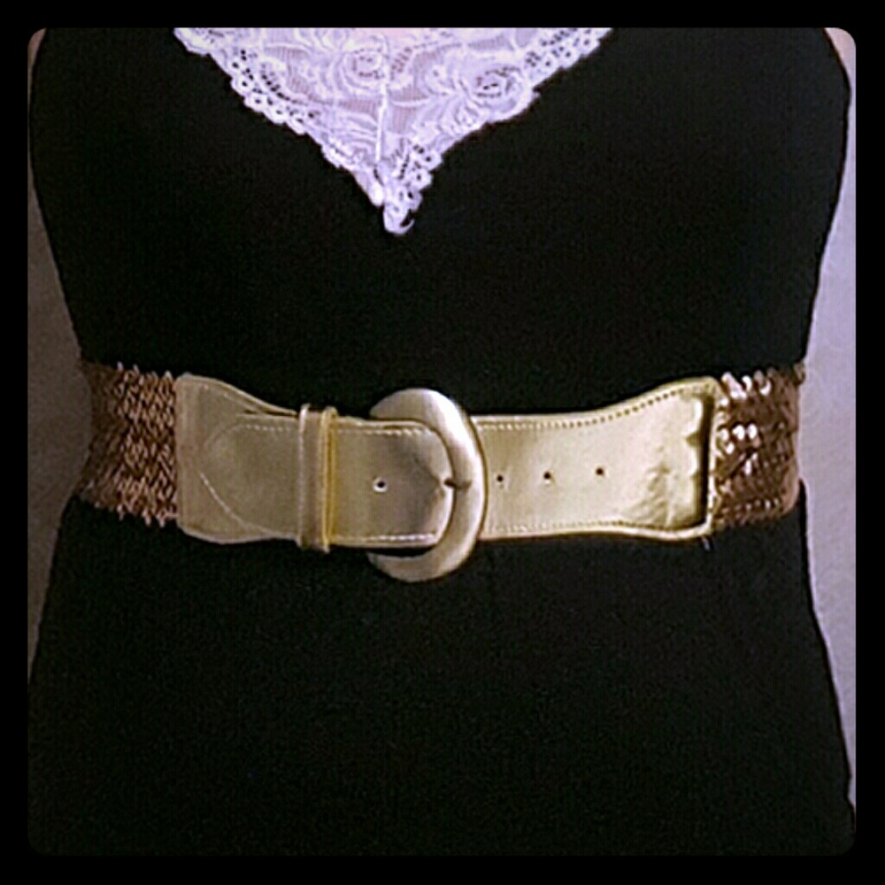 Gold sequin stretch belt