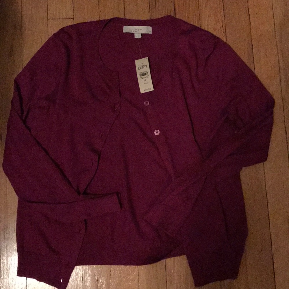 Loft Cranberry Cardigan