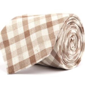 NWT Mosaic Menswear Brown & Beige Plaid Necktie