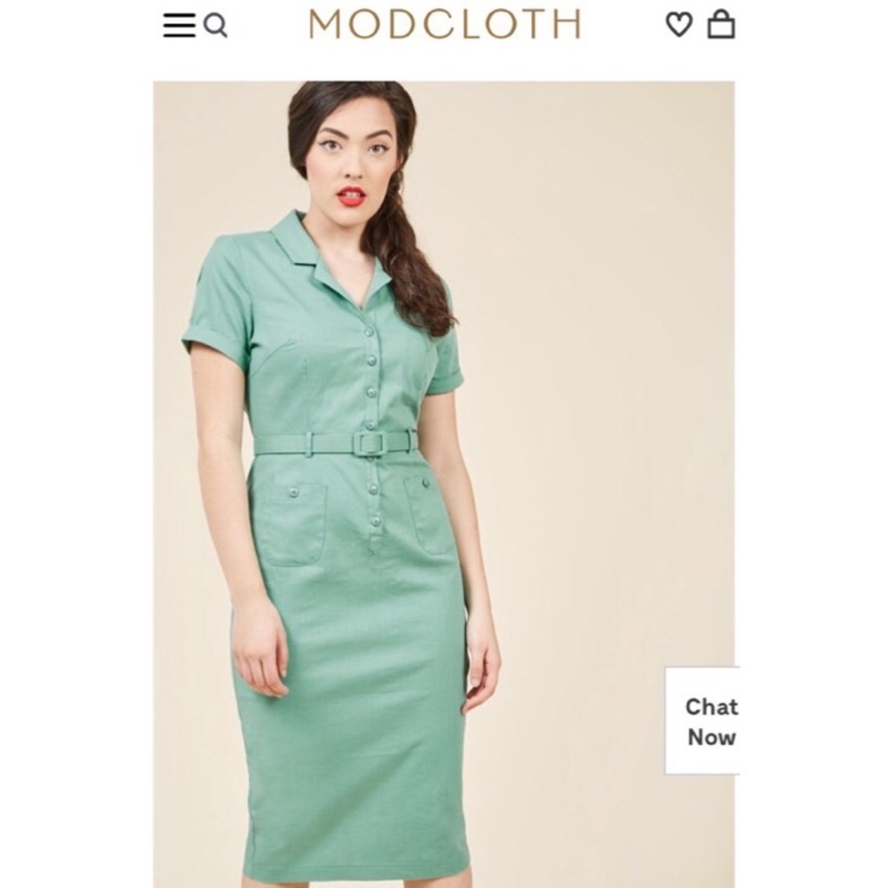 Mint Button Up Dress