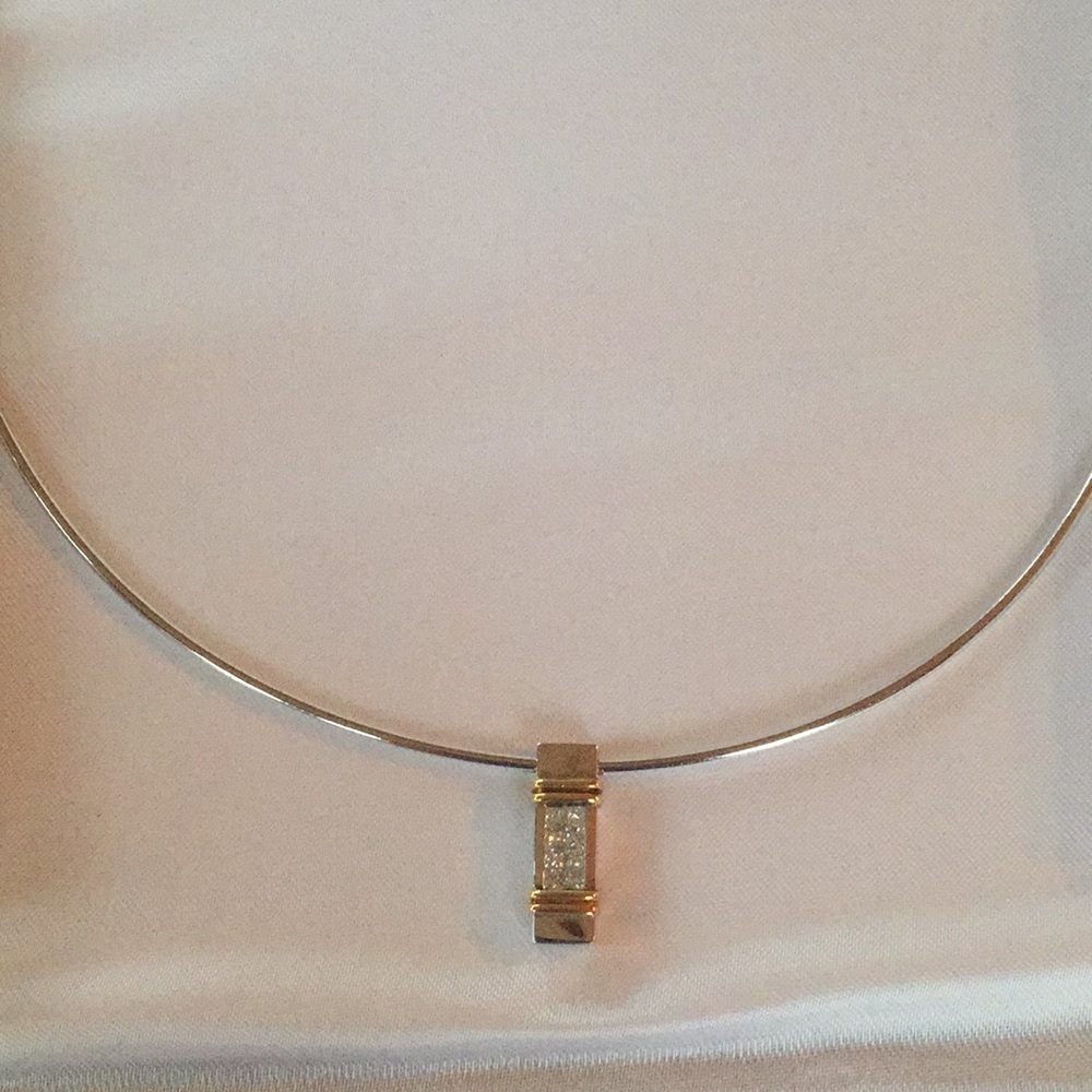 Diamond and silver necklace