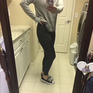 Lysse Black Gray Chevron Herringbone Legging Large