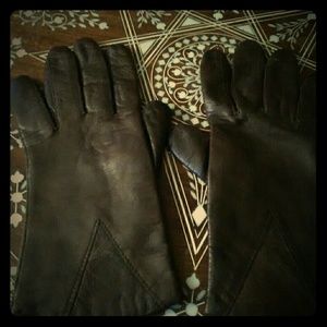 Brown leather driving gloves