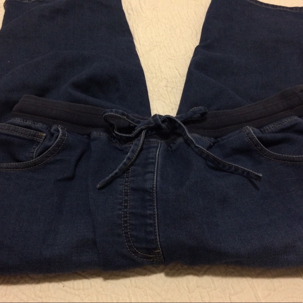 Elastic waist stretch denim crops 18P