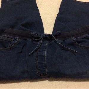 Elastic waist stretch denim crops 18P