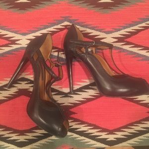 Ralph Lauren collection peep toe leather pumps