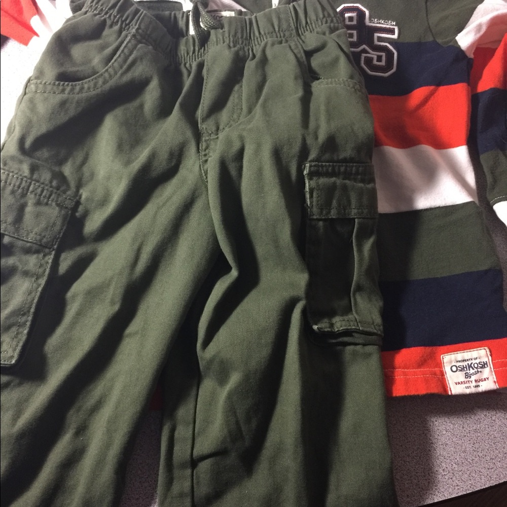Boys Oshkosh long sleeve polo & cargo pant sz 3T