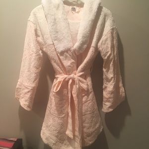 Anthropologie hooded terry Sherpa robe
