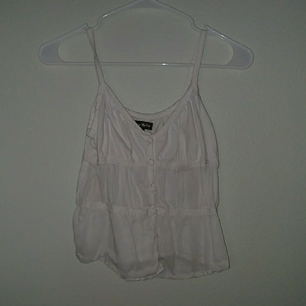 White Button Crop-Top Tank Top