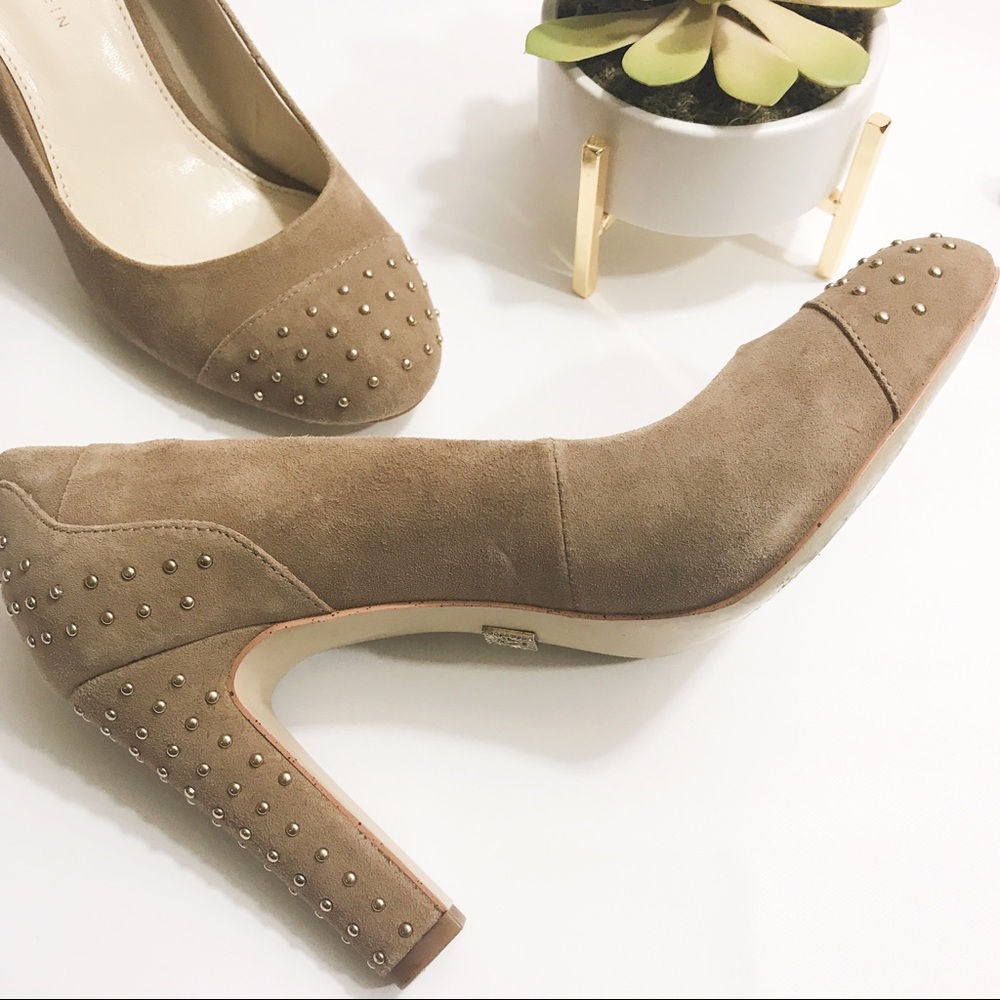 Anne Klein Leather Gold Studded Heels