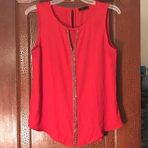 Red Mine Tank Top with Beading. Size M.