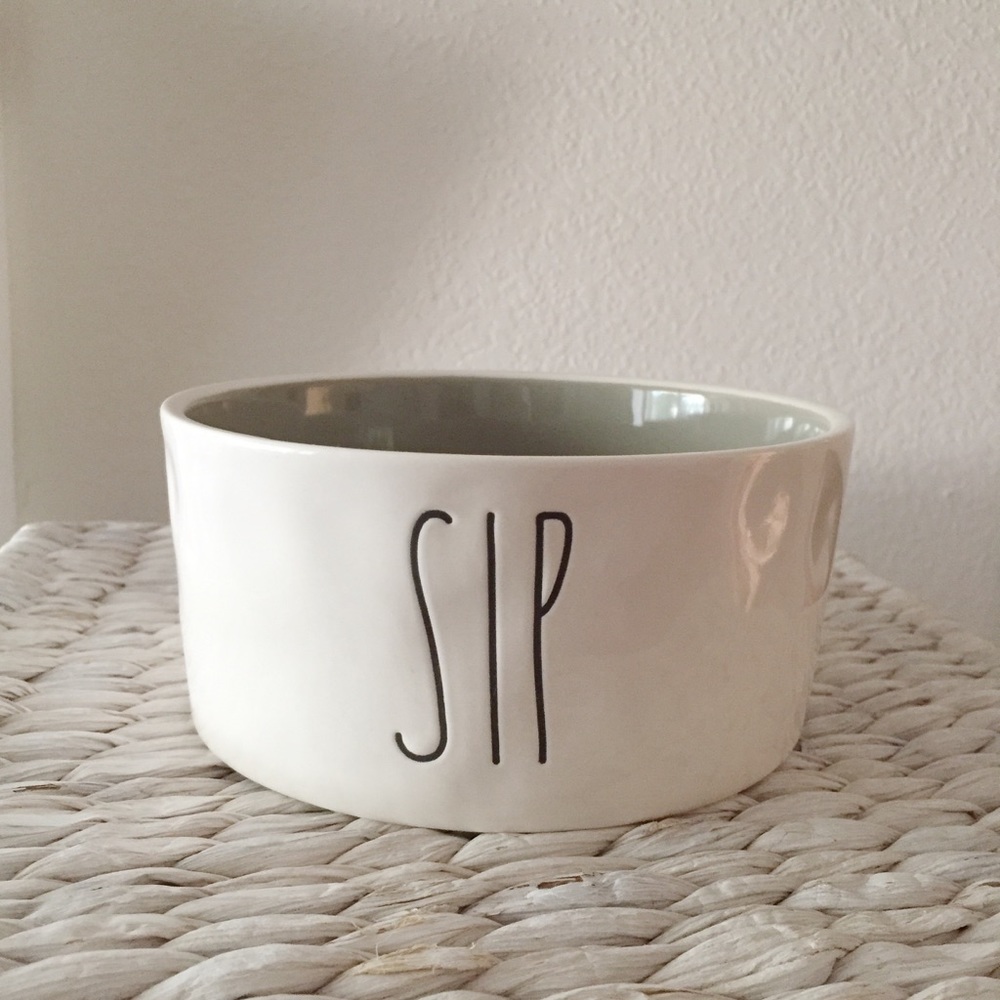 RAE DUNN MAGENTA SIP BOWL 6 IN. GREY INTERIOR