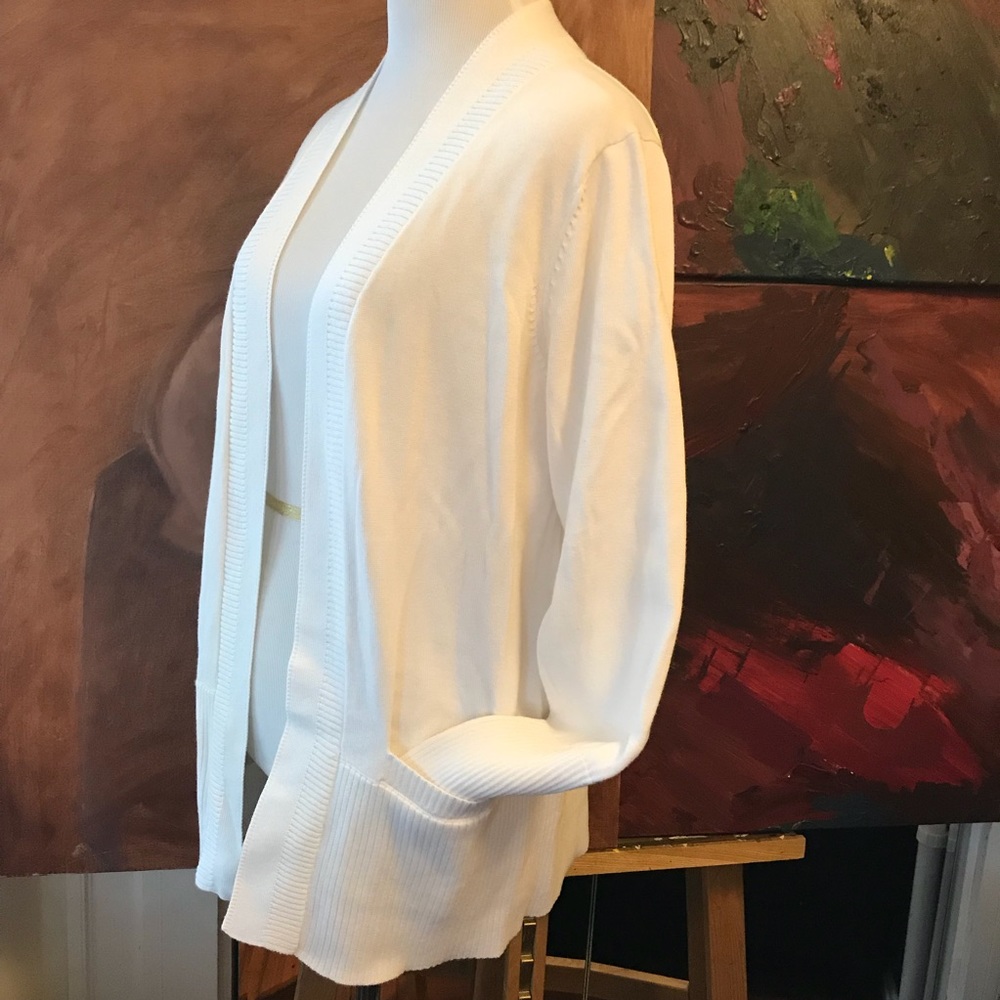 NWT Talbots Bright White 100% Cotton Cardigan