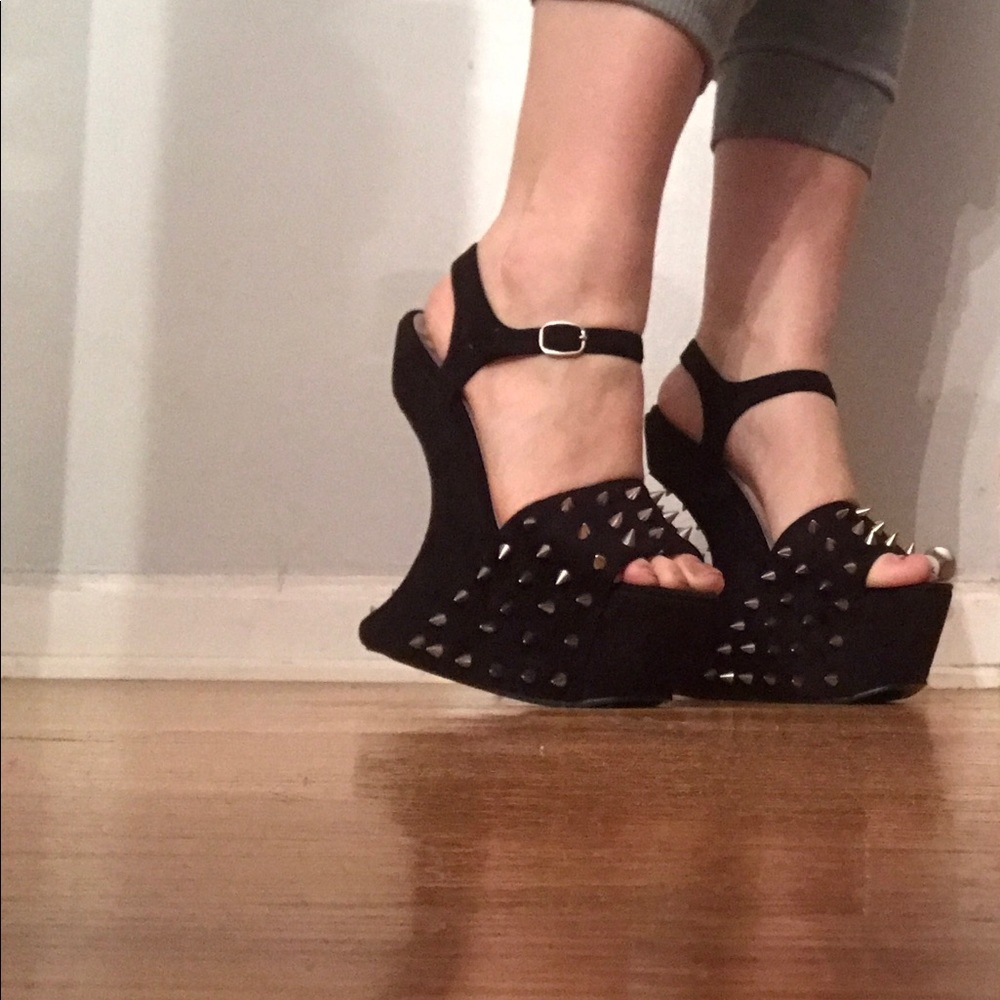Charlotte Russe Black Spiked Heel-less Shoes