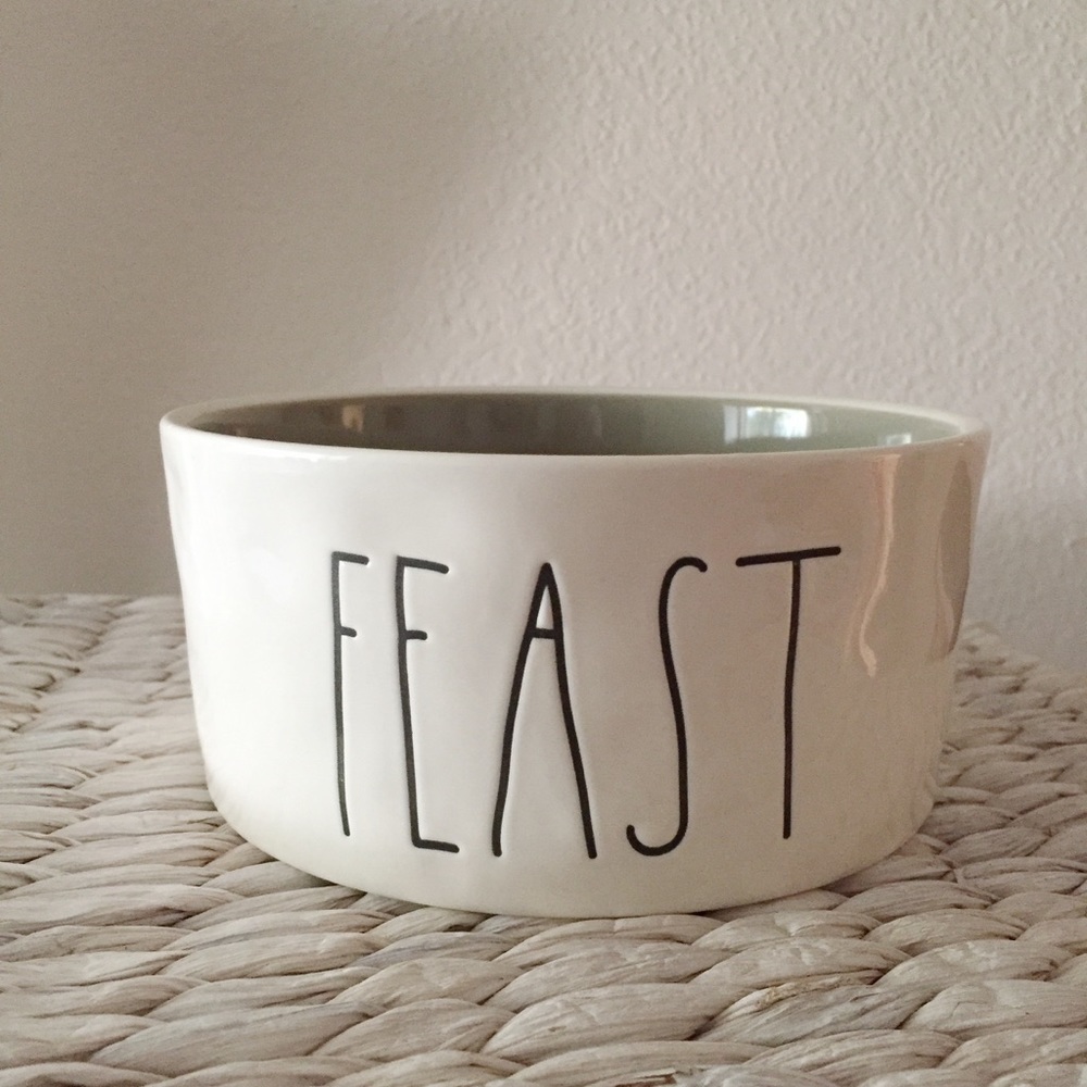 RAE DUNN MAGENTA FEATS BOWL 6 IN. GREY INTERIOR
