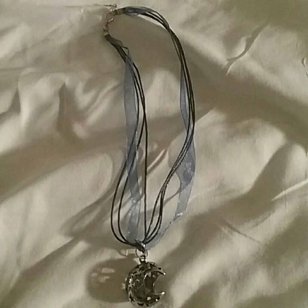 Silver and Blue Moon Necklace