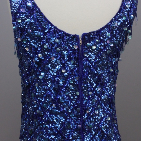 VINTAGE SEQUIN SHIMMY SHELL HOLIDAY LUXE PARTY TOP - Picture 5 of 6