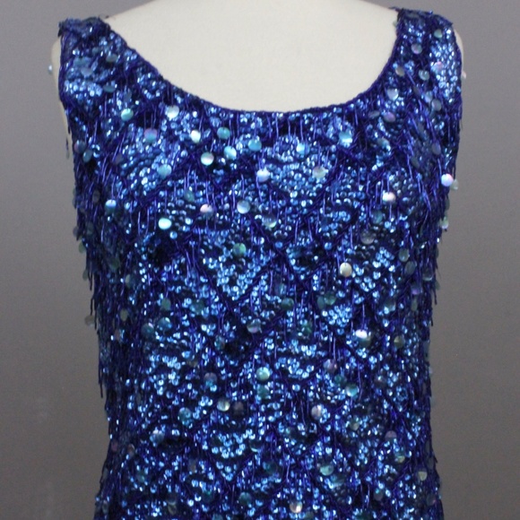 VINTAGE SEQUIN SHIMMY SHELL HOLIDAY LUXE PARTY TOP - Picture 4 of 6