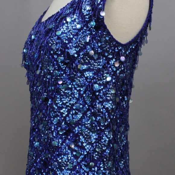 VINTAGE SEQUIN SHIMMY SHELL HOLIDAY LUXE PARTY TOP - Picture 3 of 6