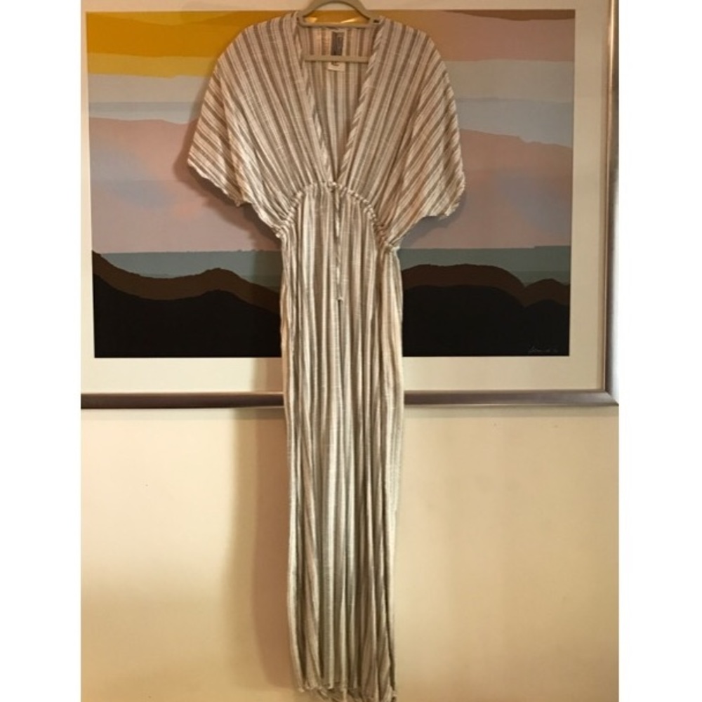 Free People Linen Deep V Dress