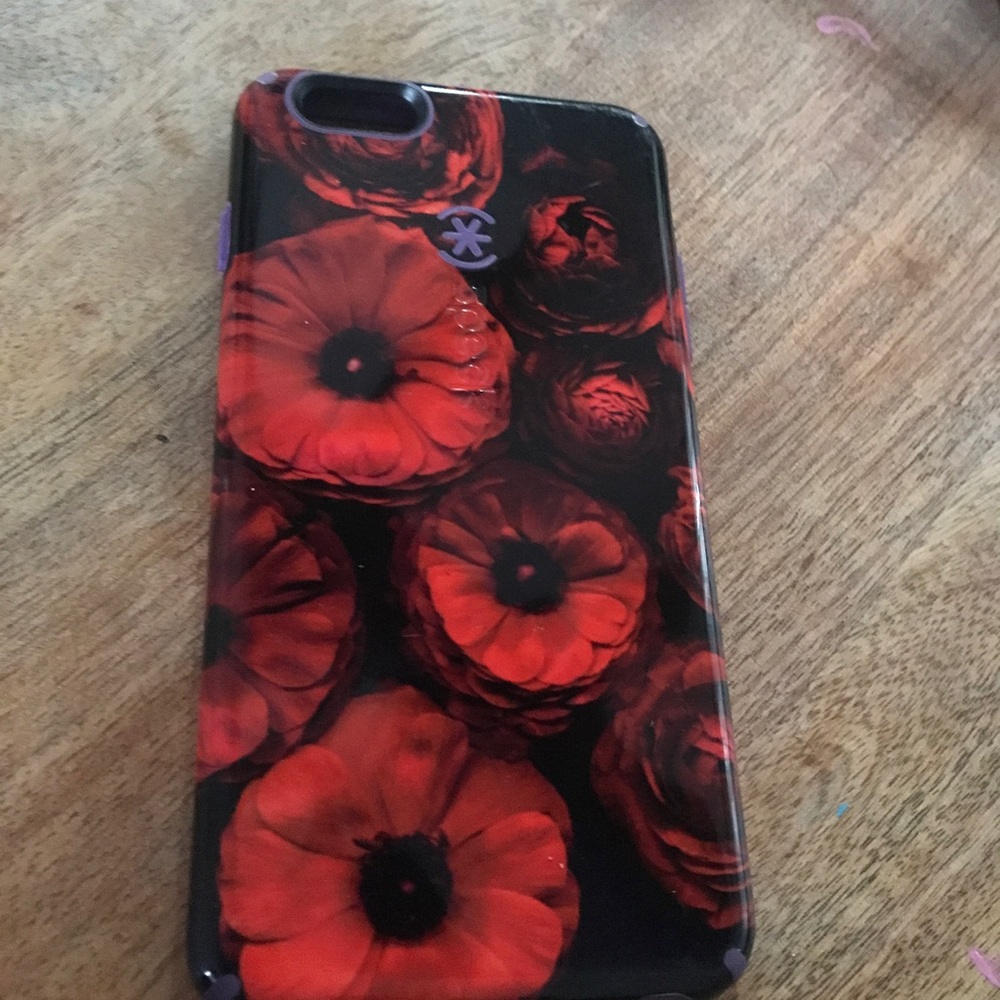 Res and black floral iPhone 6 Plus case