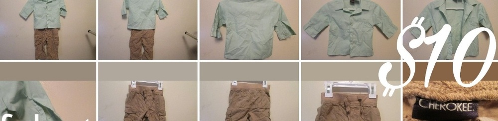 2 pcs boy dress shirt retro green pant cherokee ca