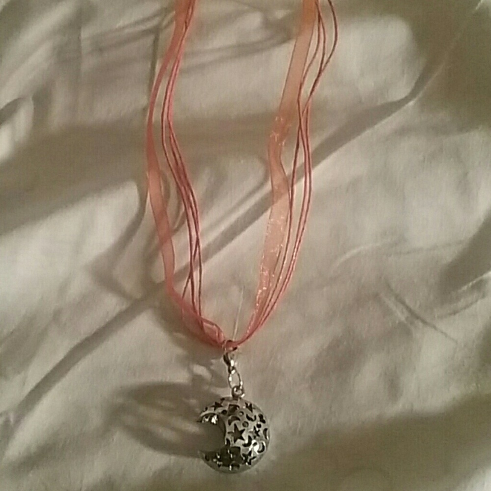 Silver and Orange Moon Necklace