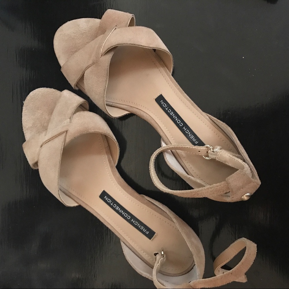 French Connection Nude Suede Sandals