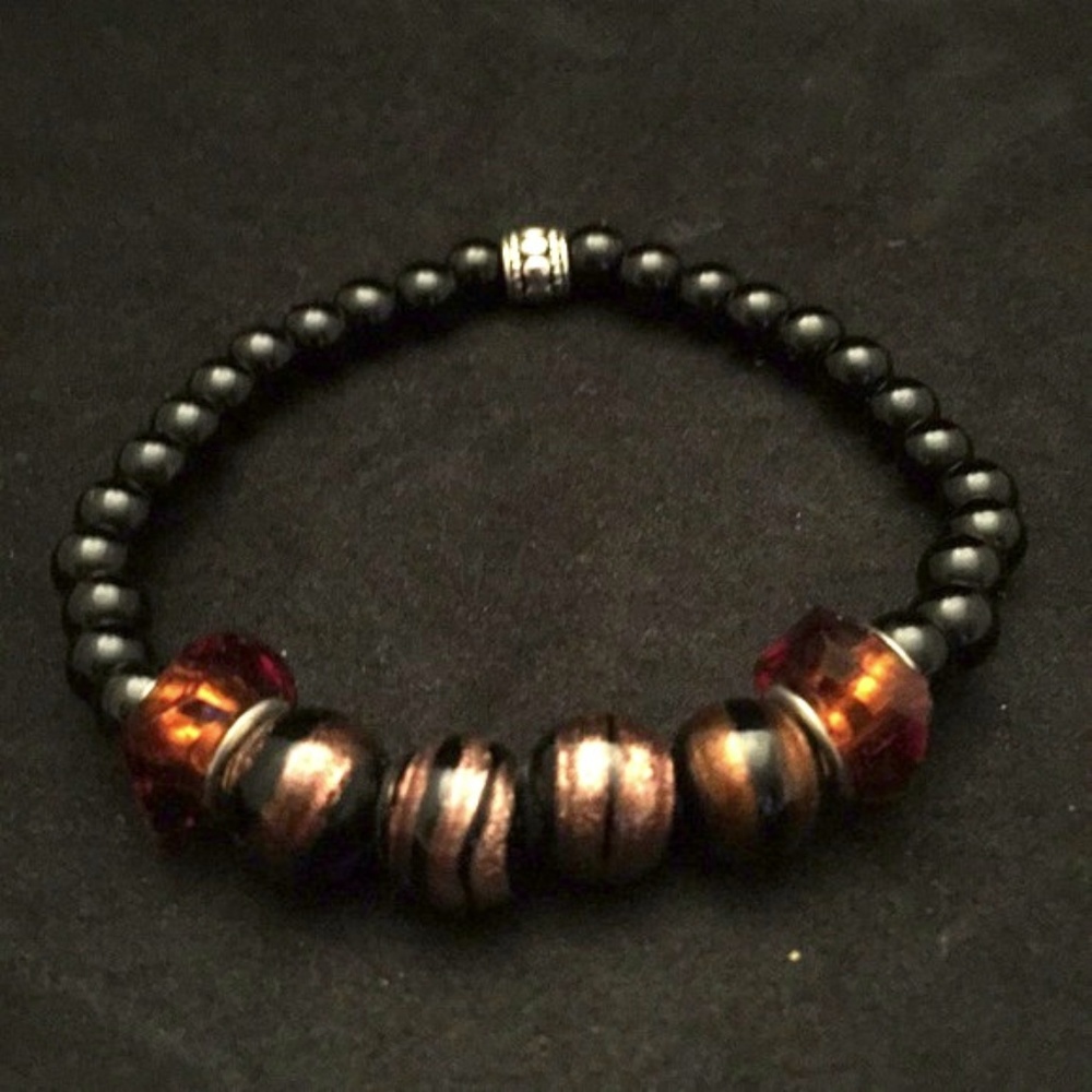 Black Agate bracelet 7.5" "Protection"