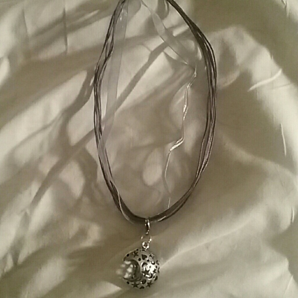 Silver and Grey Moon Necklace
