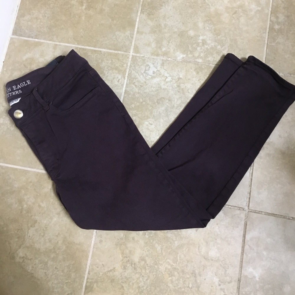 AE burgundy hi-rise Jegging crop