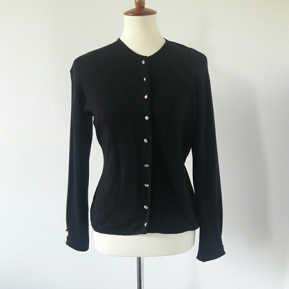 Vintage Anne Klein Black Wool Cardigan