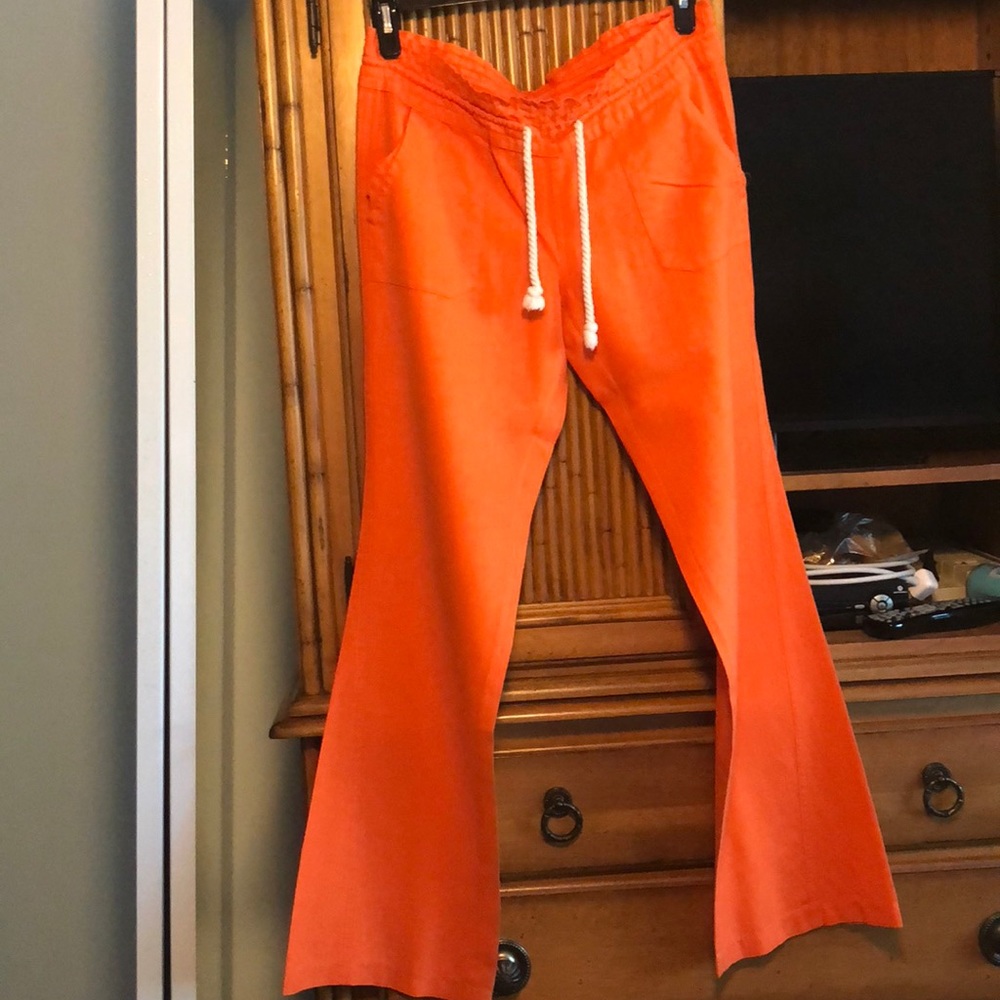 Orange linen Roxy pants only worn twice!!