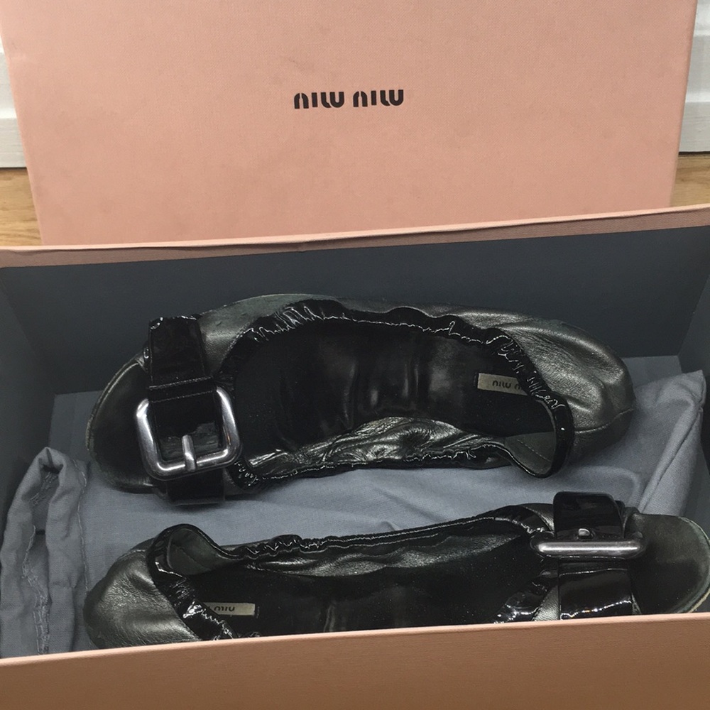 Miu Miu Open Toe Flats With Buckle - image 2