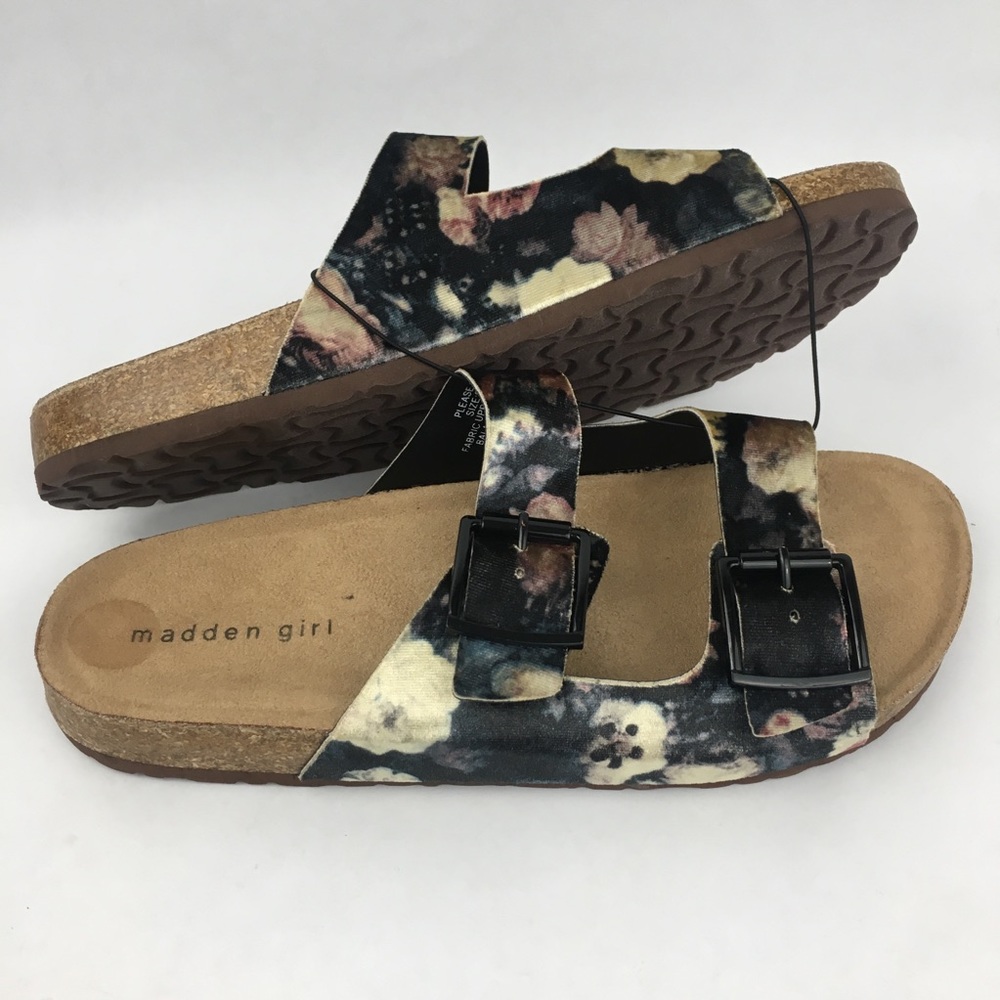Steve Madden Girl Floral Suede Buckle Slides
