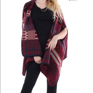 Tribal Print Shawl Vest