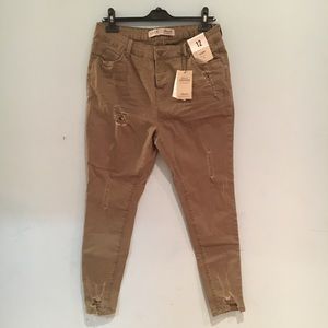 NWT Denim Co. Olive Green Distressed Skinny Jeans