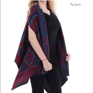Aztec Print Shawl Vest
