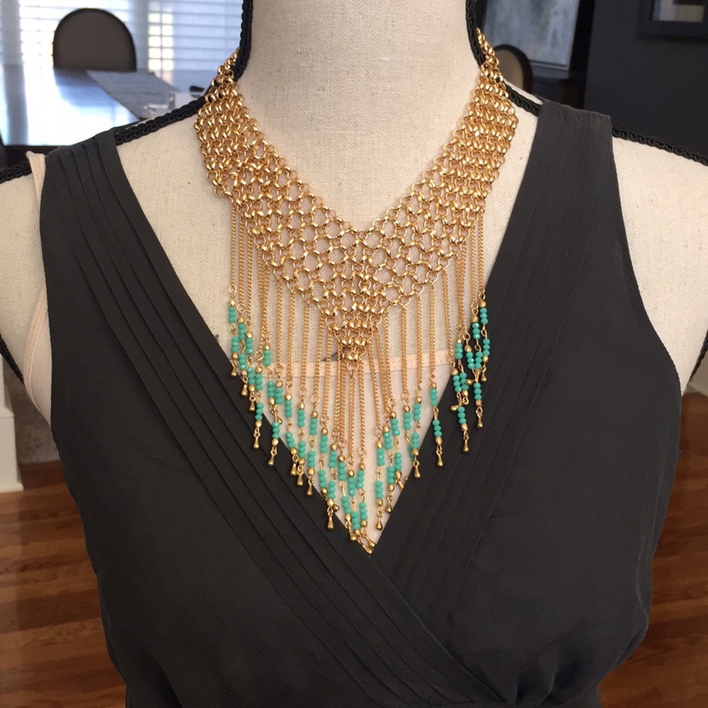 Gold and turquoise necklace.