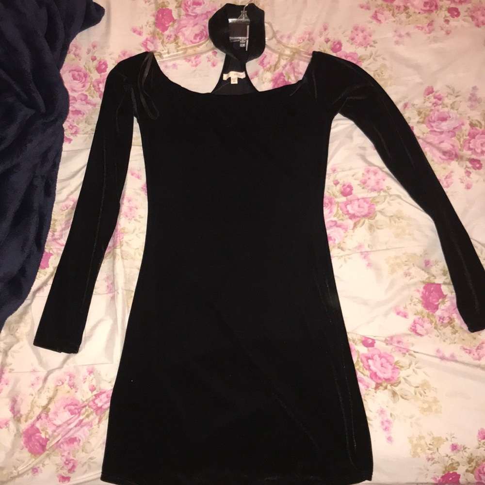 Black velvet dress with attached choker