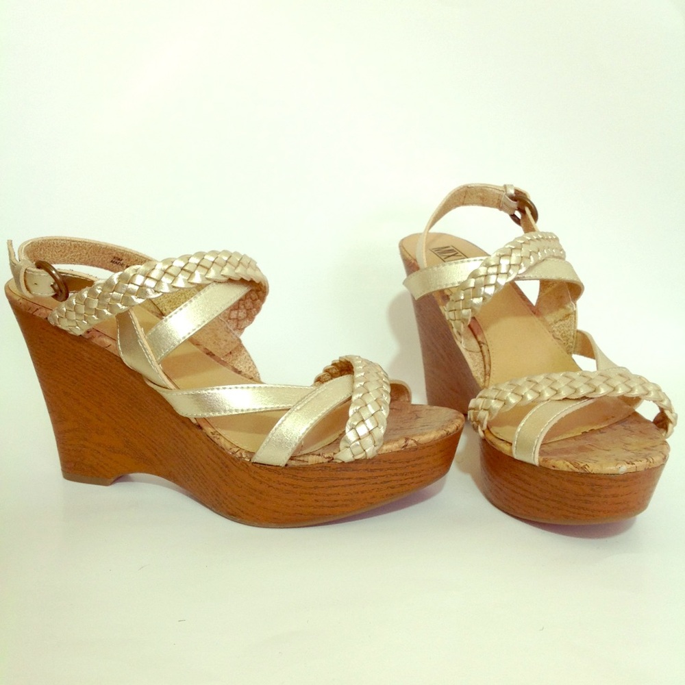 New Gold Braid Strap Sandal Wedges