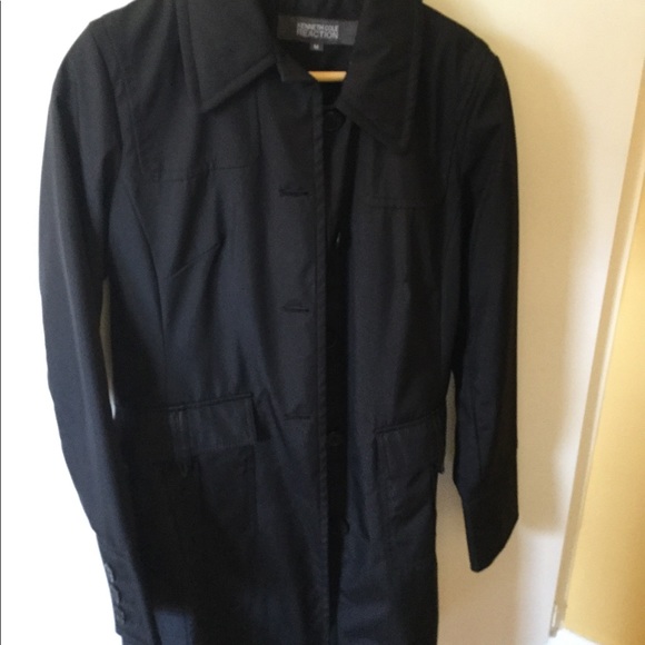 Black Kenneth Cole Long Trench - Picture 1 of 3