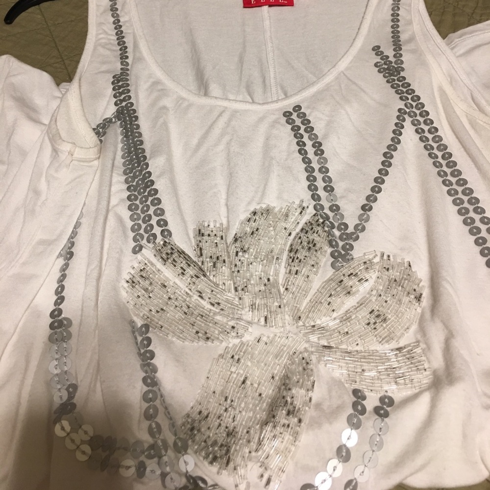 White sequined tank by ELLE