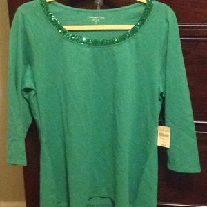 NWT sequined neckline tee shirt